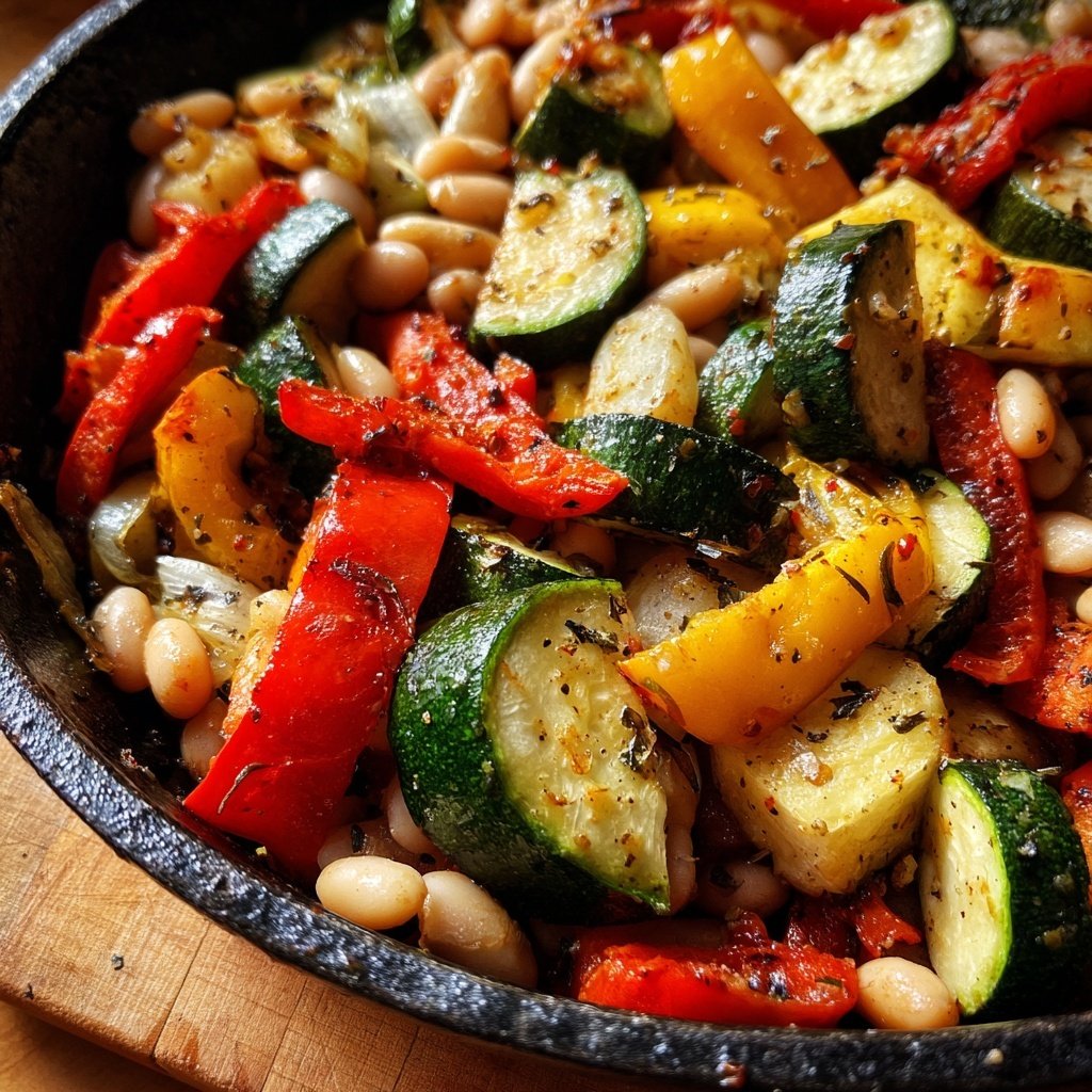 Roasted Veggie White Bean Skillet