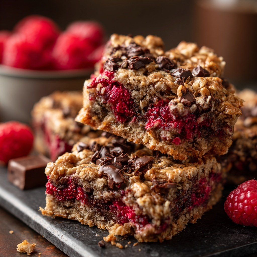 Chocolate Raspberry Oat Bars