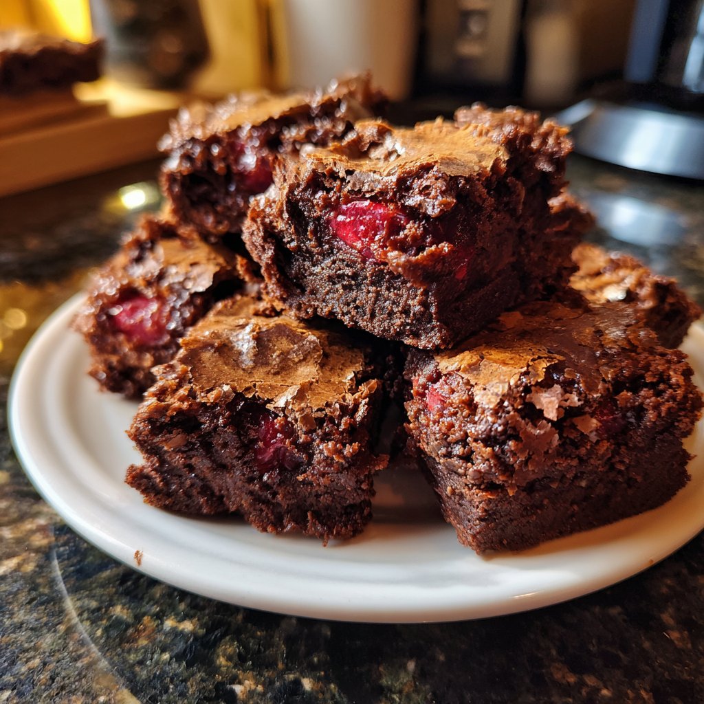 Cottage Cheese Brownies with Cherry Pieces
