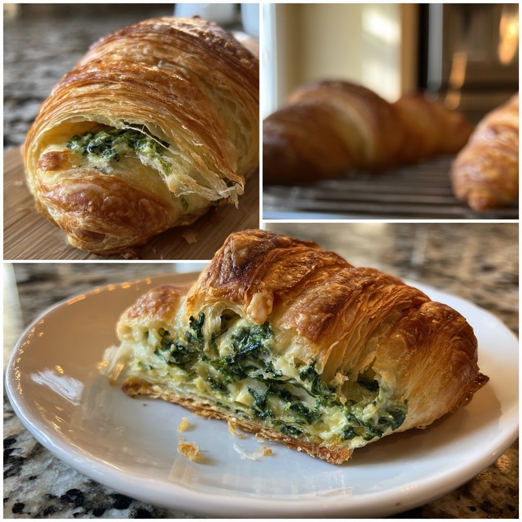 Healthy Spinach and Feta Croissant