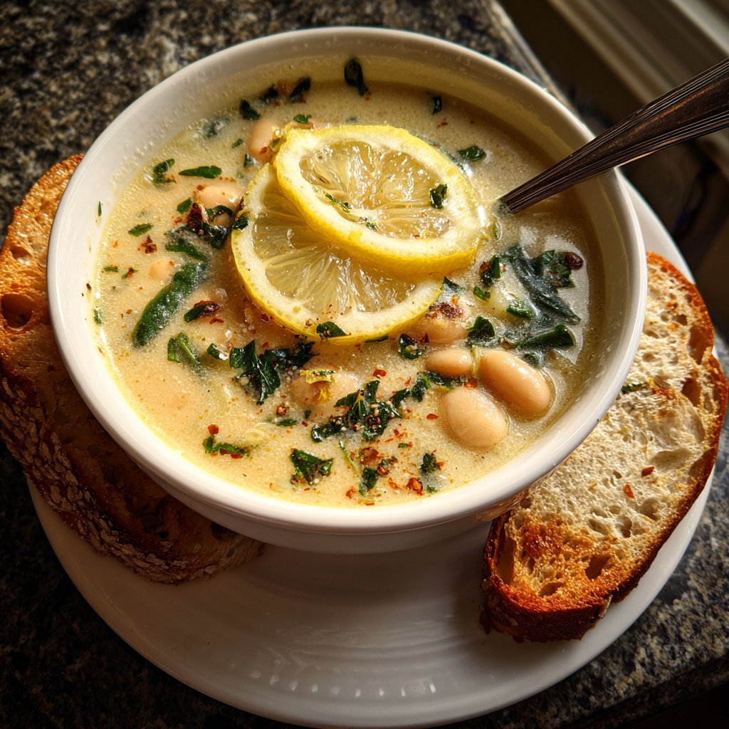 Creamy Lemon White Bean Soup Bowl