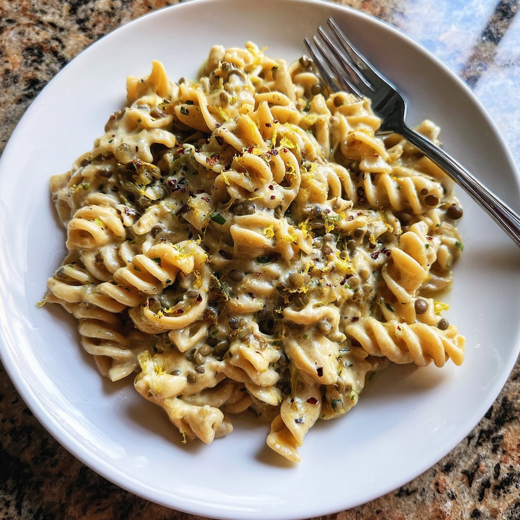 Creamy Lemon Lentil Pasta