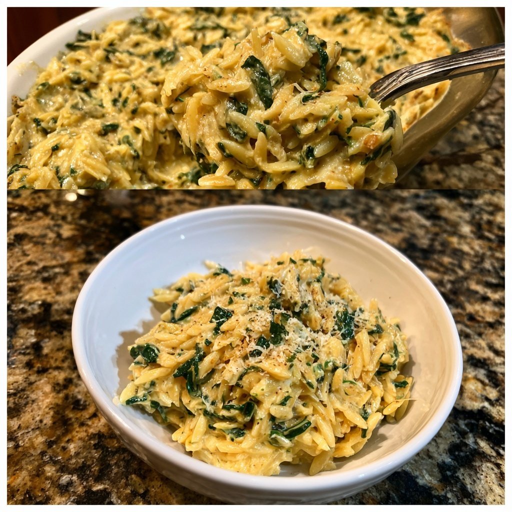Creamy Spinach Parmesan Orzo