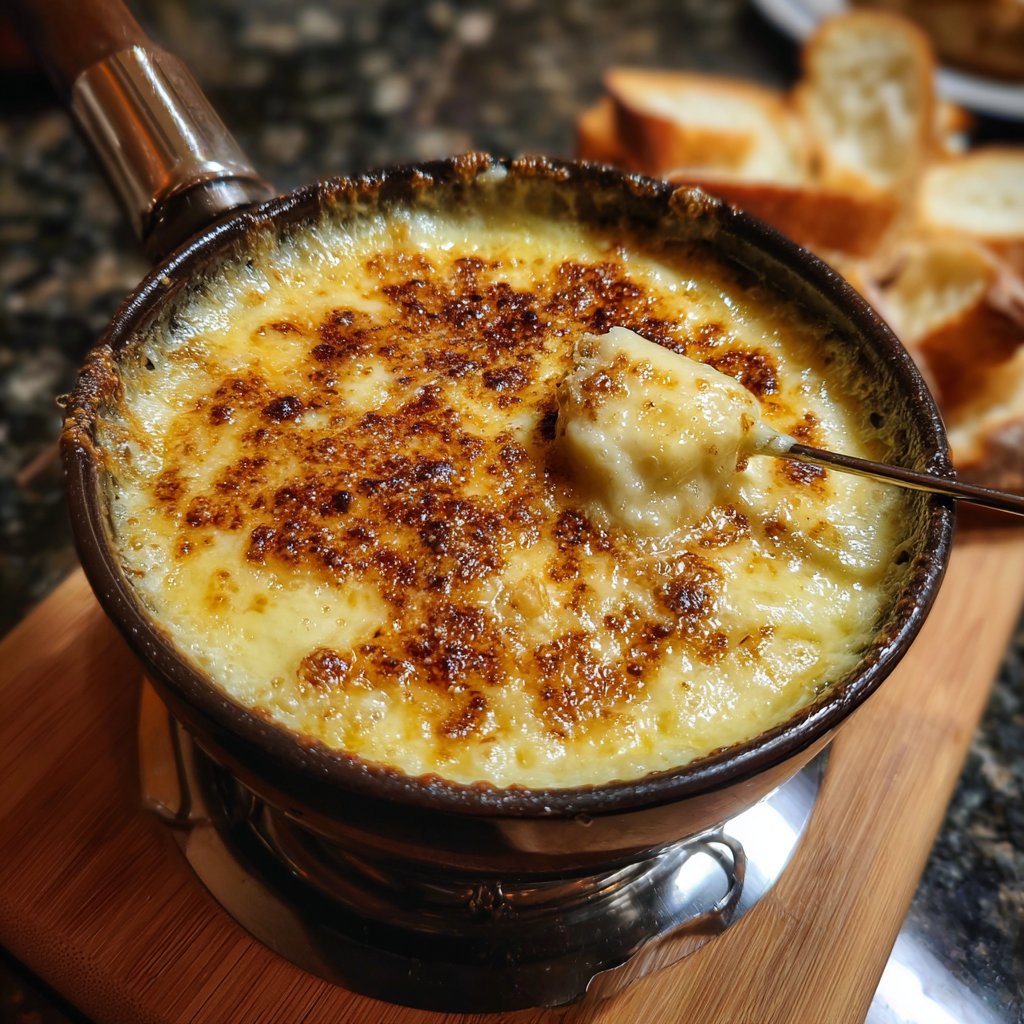 Fondue with Swiss Cheese and Garlic